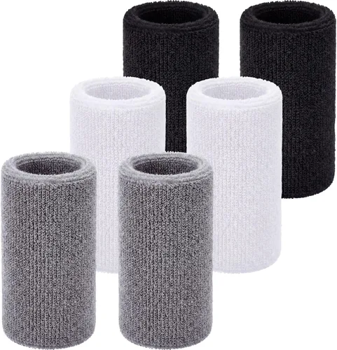 Vista 4 de WILLBOND Bandas de sudor de muñeca de 6 pulgadas para hombres y mujeres, elásticas, atléticas, largas, absorbentes, para baloncesto, tenis, correr
