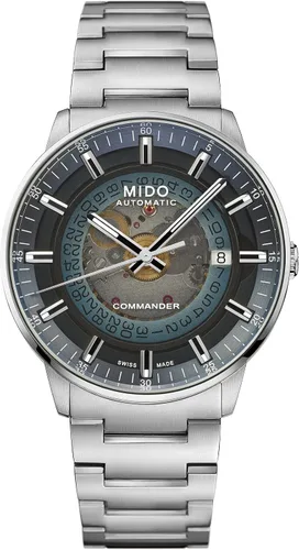 Vista 6 de MIDO Commander Gradient - Reloj automático suizo para hombres - Esfera degradada transparente - Caja de acero inoxidable de 40mm Negro y negro