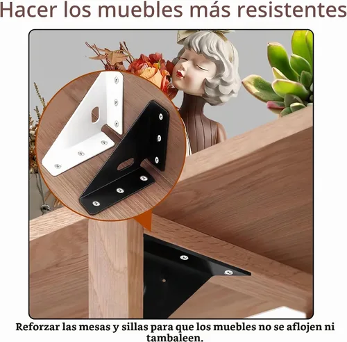 Vista 5 de 4 piezas de juntas de refuerzo resistentes, código de esquina trapecio, soportes de esquina de soporte, sujetadores de juntas de soporte de estante