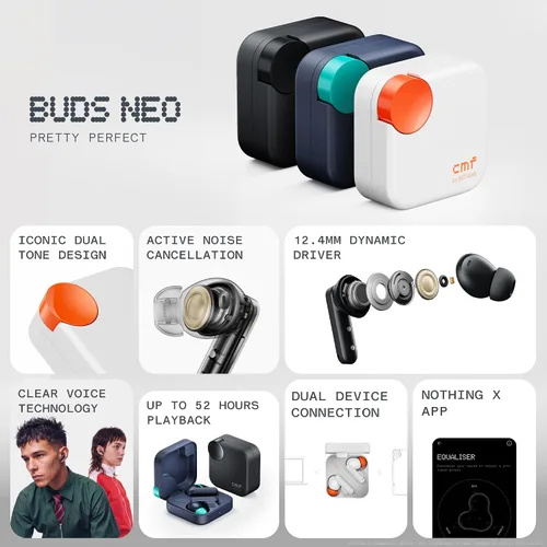 Vista 2 de CMF BY NOTHING Buds Neo, auriculares inalámbricos verdaderos, tiempo de Negro