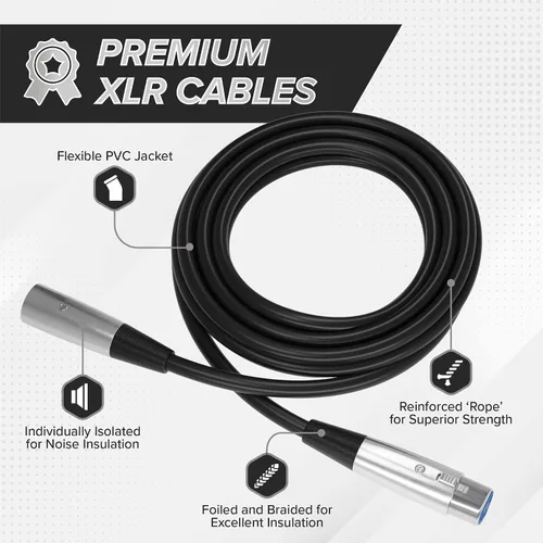 Vista 4 de THE CIMPLE CO Cable de extensión de micrófono XLR macho a XLR hembra de 10 pies, cable equilibrado de 0.236 in con conector de 3 pines