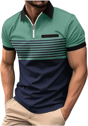 Vista 24 de Mens Shirts Casual Stylish Button Down Short Sleeve Polo Shirt Summer Vacation Shirts Loose Athletic Pullover Tee