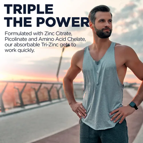 Vista 5 de KAL Suplemento Tri Zinc de 50 mg para hombres y mujeres, citrato de zinc, quelato de aminoácidos y picolinato, 50 mg por porción, apoyo del sistema