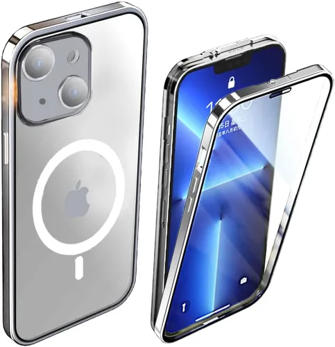 Vista 10 de Funda para iPhone 14 Cubierta de hebilla de doble cara Cubierta de pantalla y cámara Cubierta protectora de parachoques de metal Funda transparente