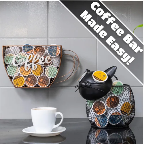 Vista 3 de Made Easy Kit Organizador de cestas de cápsulas de café, decoración útil, compatible con cápsulas Keurig K-Cup, decoración funcional de barra