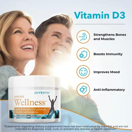 Vista 4 de Juvenon Suplemento de defensa del bienestar inmunológico con vitamina C, cinc quelado, refuerzo inmunológico, beneficios antioxidantes para adultos