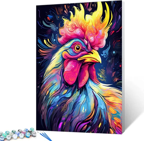 Vista 13 de Tucocoo Kit de pintura por números de lobo colorido, lienzo de 16 x 20 pulgadas, pintura al óleo digital para adultos con pinceles y pigmento Obras