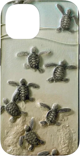 Vista 4 de Funda para iPhone 17, diseño de tortugas marinas color verde bebé