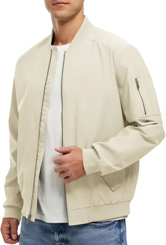 Vista 9 de Rdruko Chaqueta Bomber Ligera para Hombre Cazadora Cortavientos Casual Elegante a la Moda