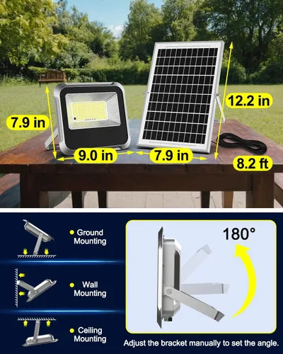 Vista 4 de Engrepo Luz Solar al Aire Libre, Luces Solares Alimentadas por Energía Solar de 10000mAh Luz de Seguridad de Inundación al Exterior 3000LM IP65