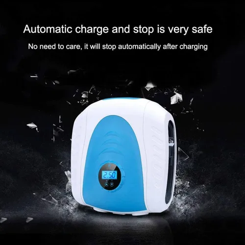 Vista 4 de Compresor de aire portátil Mini inflador bomba eléctrica, pantalla digital LED de 12 V, mini compresor de aire inteligente multifuncional