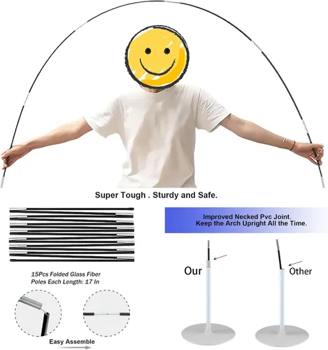 Vista 2 de Arco de Globos, kit de arco de globos grande e innovador resistente, soporte ajustable de globos de 3 m de ancho y 2.7 m de alto con bases