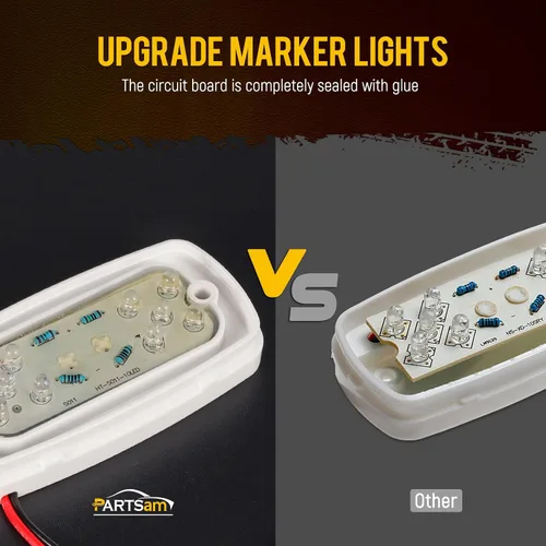 Vista 14 de Partsam 10x luz de marcador LED de doble burbuja ojo de tigre, [aprobada por DOT] 2x4 rectangular ámbar 10 LED para remolque, RV, camioneta, luces