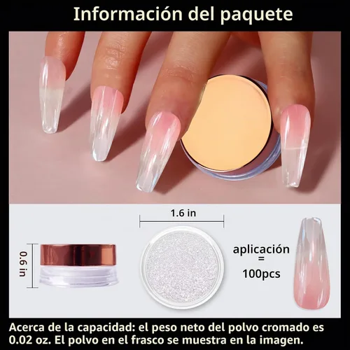 Vista 4 de Allstarry Polvo de uñas cromado blanco esmalte Aurora Donut Effect Pigment A-Glaze Blanco