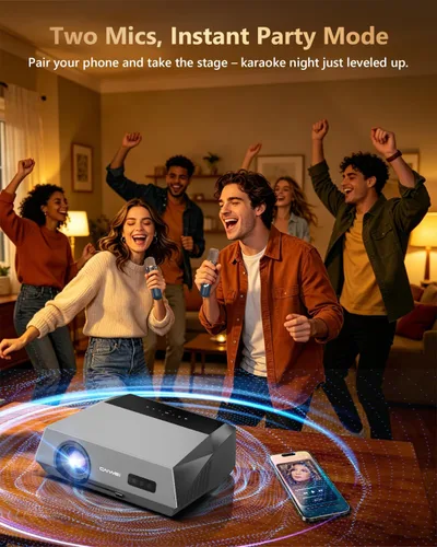 Vista 2 de Proyector inteligente 4K True 2300ANSI Proyector diurno con WiFi, Bluetooth, NFC, aplicaciones, enfoque automático/Keystone, proyector Ultra HD