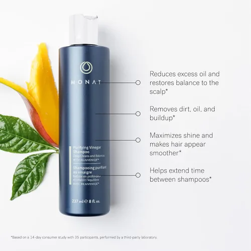 Vista 3 de MONAT Champú purificador de vinagre – Suave vinagre de sidra de manzana de alto rendimiento y potente champú natural AHA limpia profundamente