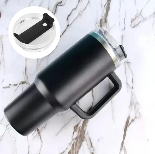 Vista 4 de Paquete de 2 tapas para vaso de 40 onzas compatibles con Stanley Quencher, cubiertas de vaso de acero inoxidable a prueba de derrames y resistentes