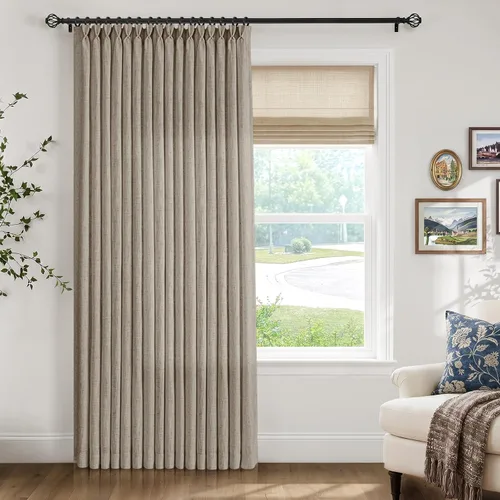 Vista 18 de INOVADAY Cortinas Plisadas con Memoria Entrenada de 96 Pulgadas de Largo, Cortinas de Lino para Sala de Estar, Juego de 2 Paneles de Cortinas Dark