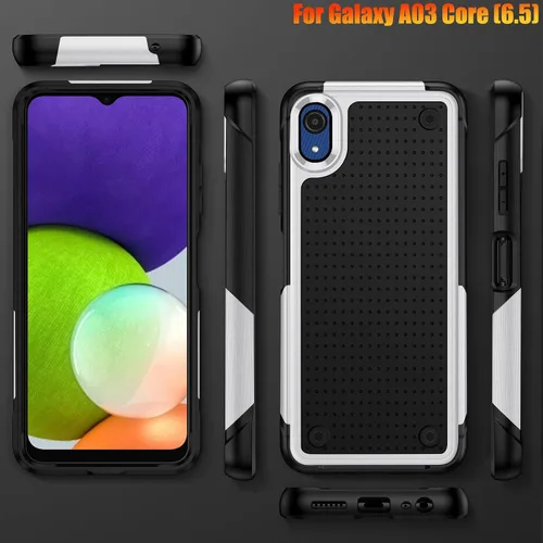 Vista 8 de Funda resistente para Samsung Galaxy A03 Core de 6.5 pulgadas, 4 esquinas con bolsas de aire [protección contra caídas de 12 pies], agarre