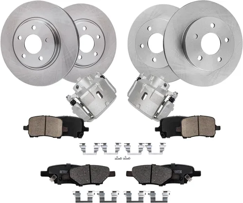 Vista 17 de Detroit Axle - Kit de freno para Nissan Rogue 2014, 2015, 2016, 2017, 2018, 2019, rotores de freno de disco de cerámica, con repuesto de hardware