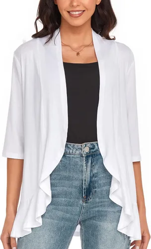 Vista 26 de Argstar Cárdigan de manga 3/4 para mujer (S-3XL), casual, ligero Negro