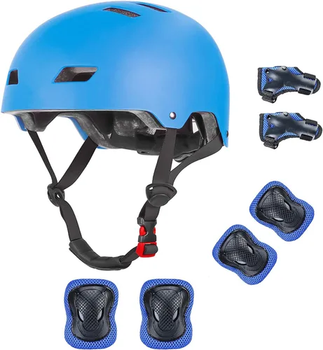 Vista 12 de Casco de bicicleta para niños de Banzk, para edades 3-5-8-14+, para niñas y niños, casco con rodilleras, coderas y muñequeras, ventilación