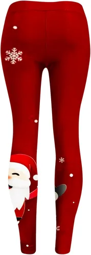 Vista 2 de EDCRF Leggings for Women ChristmasHigh-Waisted Christmas Printed Capris Peached Fishnet Tights Fall Party