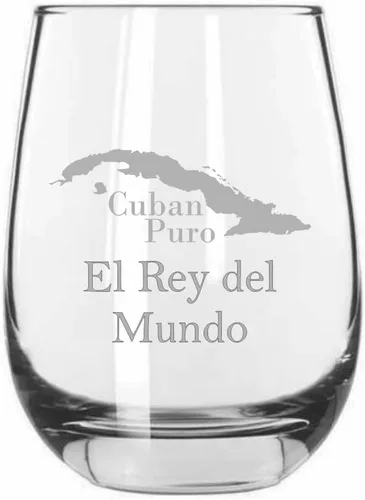 Vista 15 de Bolivar - Vaso de vino sin tallo con temática de cigarro cubano grabado de 15.25 onzas