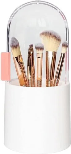 Vista 7 de Makeup Acrylic Makeup Brush Storage Box Dressing Table Desktop Cosmetic Portable Storage Organizer(Pink)