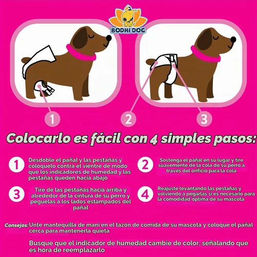 Vista 5 de Bodhi Dog Pañales desechables para perras, pañales súper absorbentes para el ciclo de calor de la hembra, ajuste ajustable, para entrenamiento