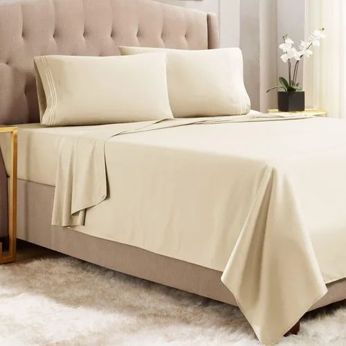 Vista 32 de Juego de sábanas de lujo Juego de cama de lujo, bolsillo extra profundo Juego de sábanas ajustable, sábana de arriba y 2 fundas de almohada, ropa
