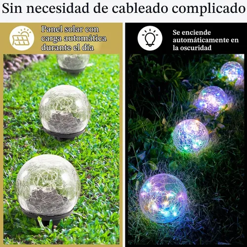 Vista 4 de Honoson Luces solares decorativas para exteriores, impermeables, luces LED de cristal agrietado para caminos, pasarelas, jardín, patio, decoración