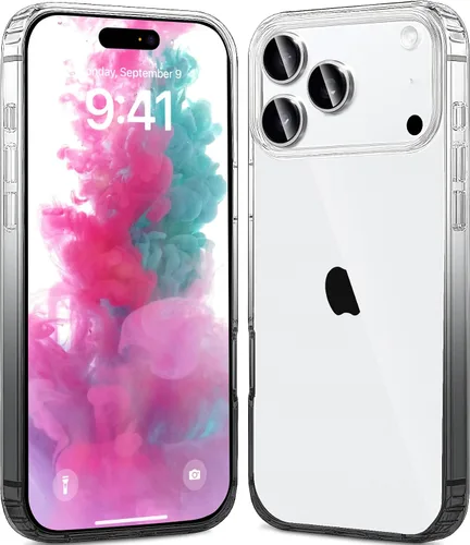 Vista 19 de JJGoo - Funda compatible con iPhone 17 Pro, funda transparente a prueba de golpes, funda protectora delgada con parte trasera de policarbonato duro