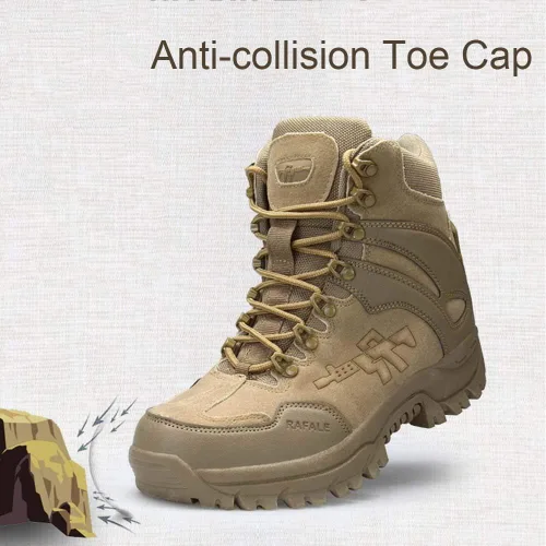 Vista 2 de Einplus Botas tácticas militares de combate para hombre, resistentes al agua, ligeras, botas de trabajo