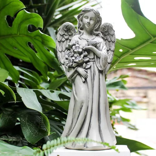 Vista 9 de Estatua de ángel solar Rezpuao - Escultura de jardín con decoración de resina para patio, césped, porche - Regalo de inauguración de casa, 10.03