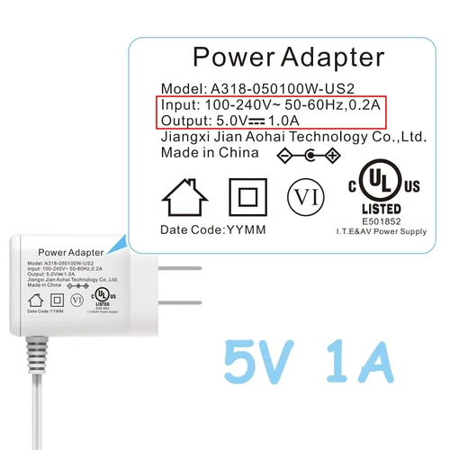Vista 3 de HelloBaby Cargador oficial de repuesto para monitor de bebé HB6550/HB6560/HB50-5V, adaptador de cable de alimentación para monitor de bebé, cable