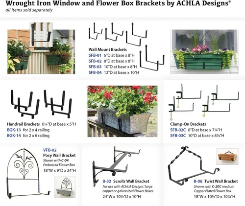 Vista 6 de Achla Designs Pergaminos de hierro forjado Ventana Soporte de caja de flores