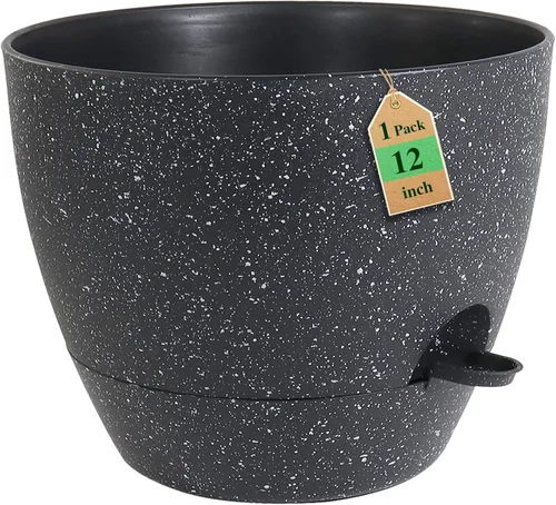 Vista 8 de Macetas de 8 pulgadas con riego automático, juego de 2 macetas de plástico con agujeros de drenaje de malla para plantas de jardín y flores, macetas