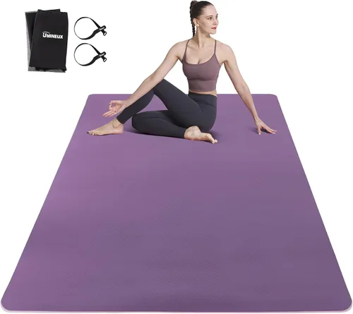 Vista 12 de UMINEUX Tapete de yoga grande para hombres y mujeres de 1/4 y 2/5 pulgadas, extra grueso, TPE para entrenamiento en casa, gimnasio, antideslizante