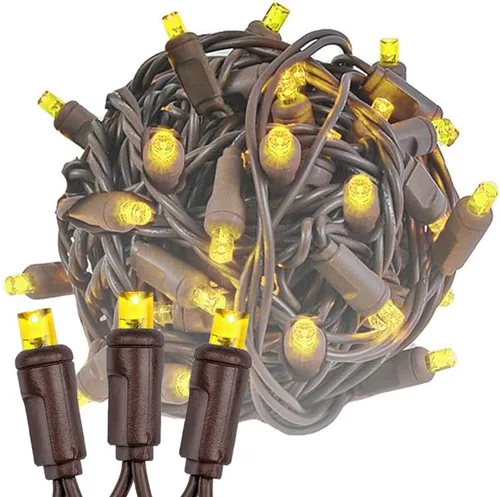 Vista 12 de Novelty Lights Guirnalda de 50 luces LED rojas de Navidad de 25 pies, espacio de 6 pulgadas en cable marrón, luces de Navidad de grado comercial Rojo