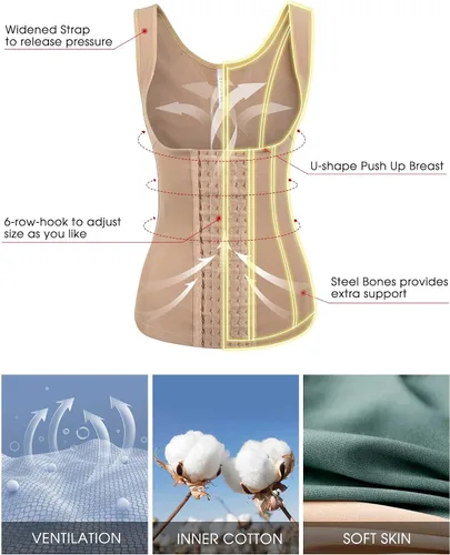 Vista 2 de Ekouaer Corsé debajo del busto para mujer, entrenador de cintura, moldeador de cuerpo con huesos de acero, quemador de grasa de abdomen, S-4XL