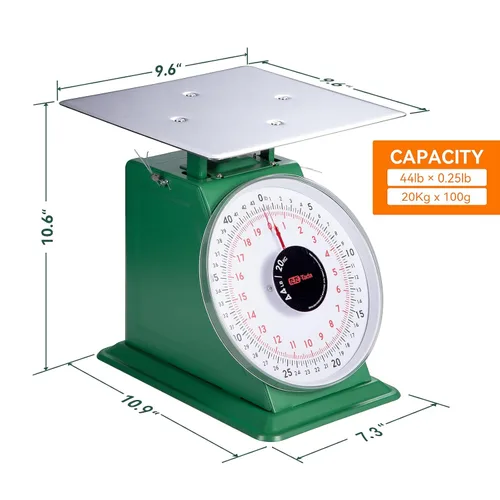 Vista 4 de Tada - Báscula mecánica de cocina y alimentos de servicio pesado de 44 libras / 44.1 lbs Báscula de esfera industrial con control de porciones