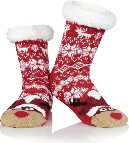 Vista 4 de Zando Calcetines cálidos y peludos para mujer, con forro polar, cómodos y antideslizantes, con agarraderas
