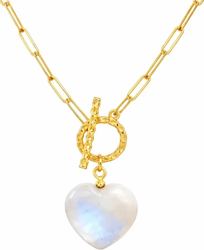 Vista 9 de Gempires Collar de corazón de gemas con cierre frontal para mujer con cadena de clip dorado, joyería con cierre de palanca para mujer, regalo