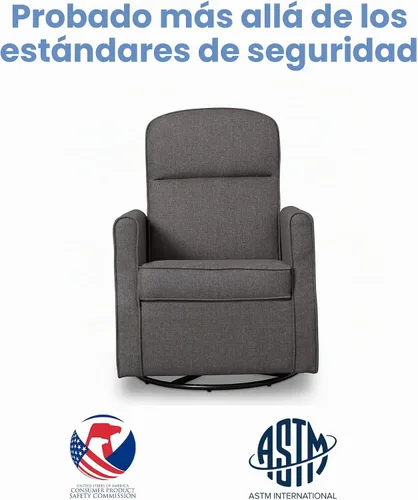 Vista 5 de Delta Children Blair Slim Nursery Glider - Silla mecedora giratoria color carbón