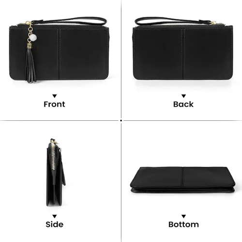Vista 7 de befen Clutch de Muñeca de Cuero Genuino para Mujeres Ultra-Delgado Portador de Tarjetas de Crédito para Damas Cartera Monedero con Protección RFID