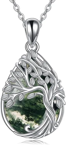 Vista 104 de ONEFINITY Collar de plata de ley 925 con diseño de árbol de la vida con colgante de nudo celta de concha de abulón para mujer