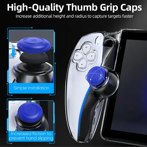 Vista 6 de Funda protectora mejorada para PlayStation Portal con protector de pantalla y joysticks, funda de policarbonato duro ultra transparente