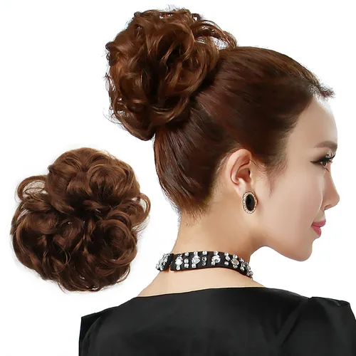 Vista 4 de onedor Señoras rizado ondulado sintético o Messy Plato extensión rizada moño de pelo Coletero Moño Bandeja Ponytail