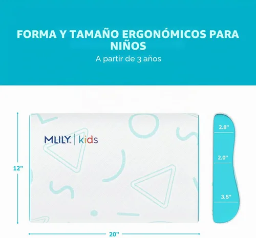 Vista 5 de MLILY Almohada infantil para dormir, almohada ajustable de espuma viscoelástica para niños, juego de cama, almohadas transpirables y refrescantes